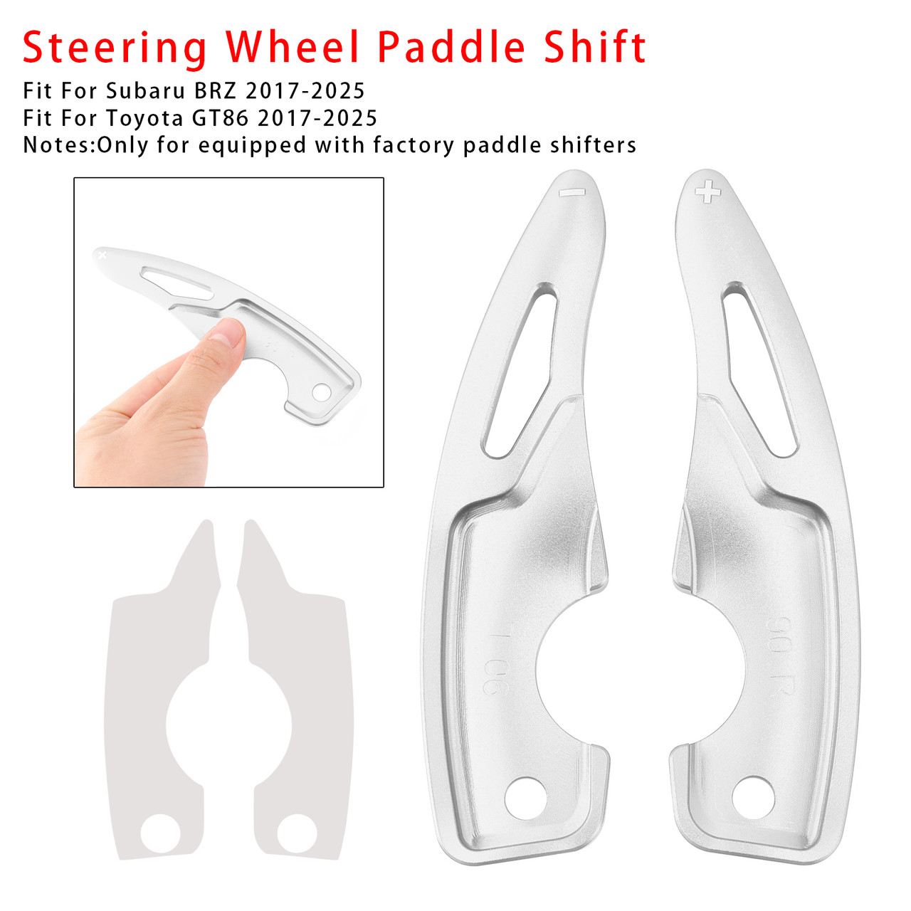 2017-2025 Subaru BRZ Steering Wheel Paddle Shifter Extension Aluminium Silver Generic 2017-2025 Subaru BRZ Steering Wheel Paddle Shifter Extension Aluminium Silver Generic