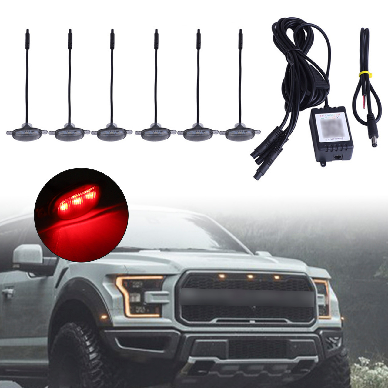 6Pcs Front Grille LED Lighting RGB With APP Controller For SUV off-road vehicles