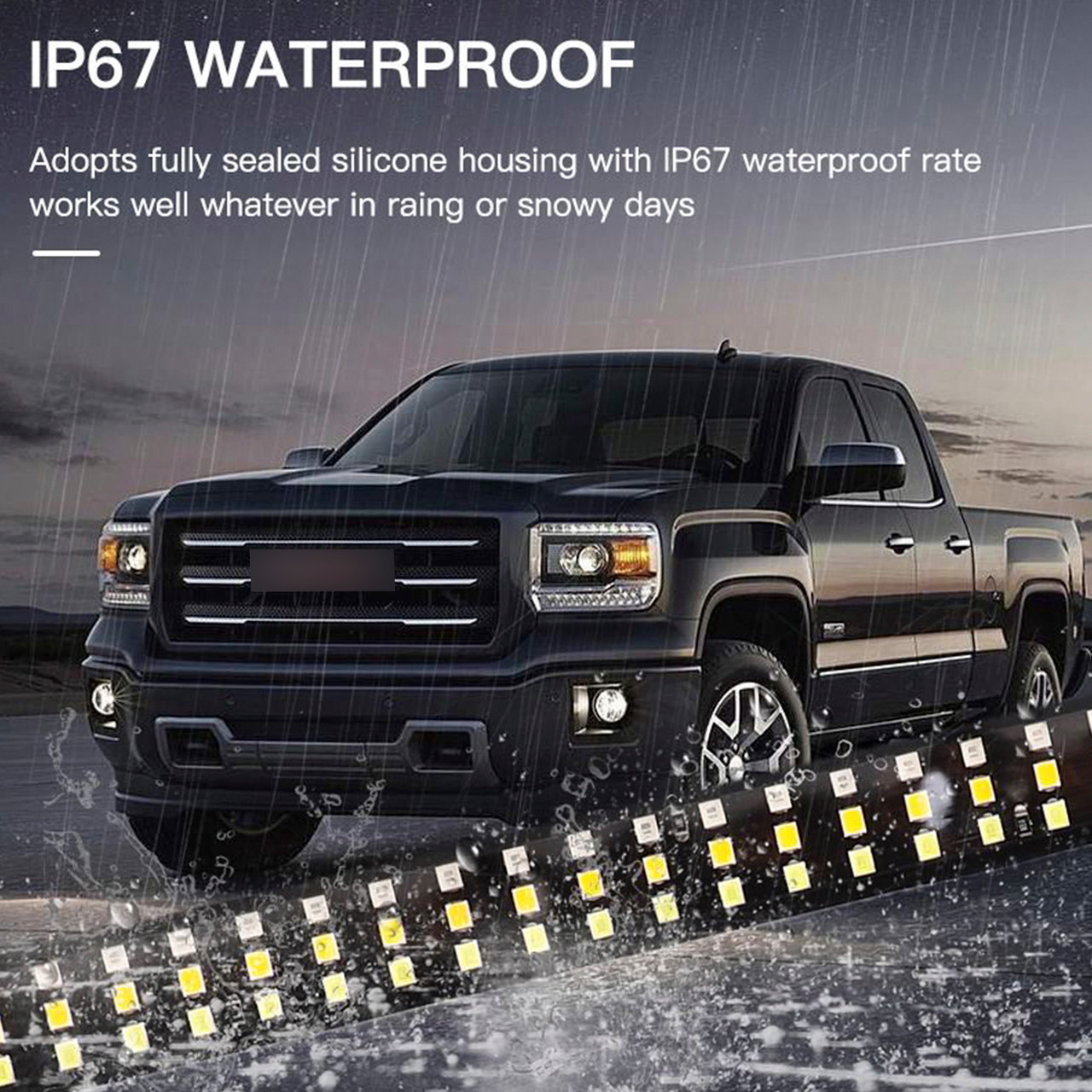 Car Truck LED TailLight Strip Turn Signal Lamp Flowing Dynamic Three row 1.5 meters