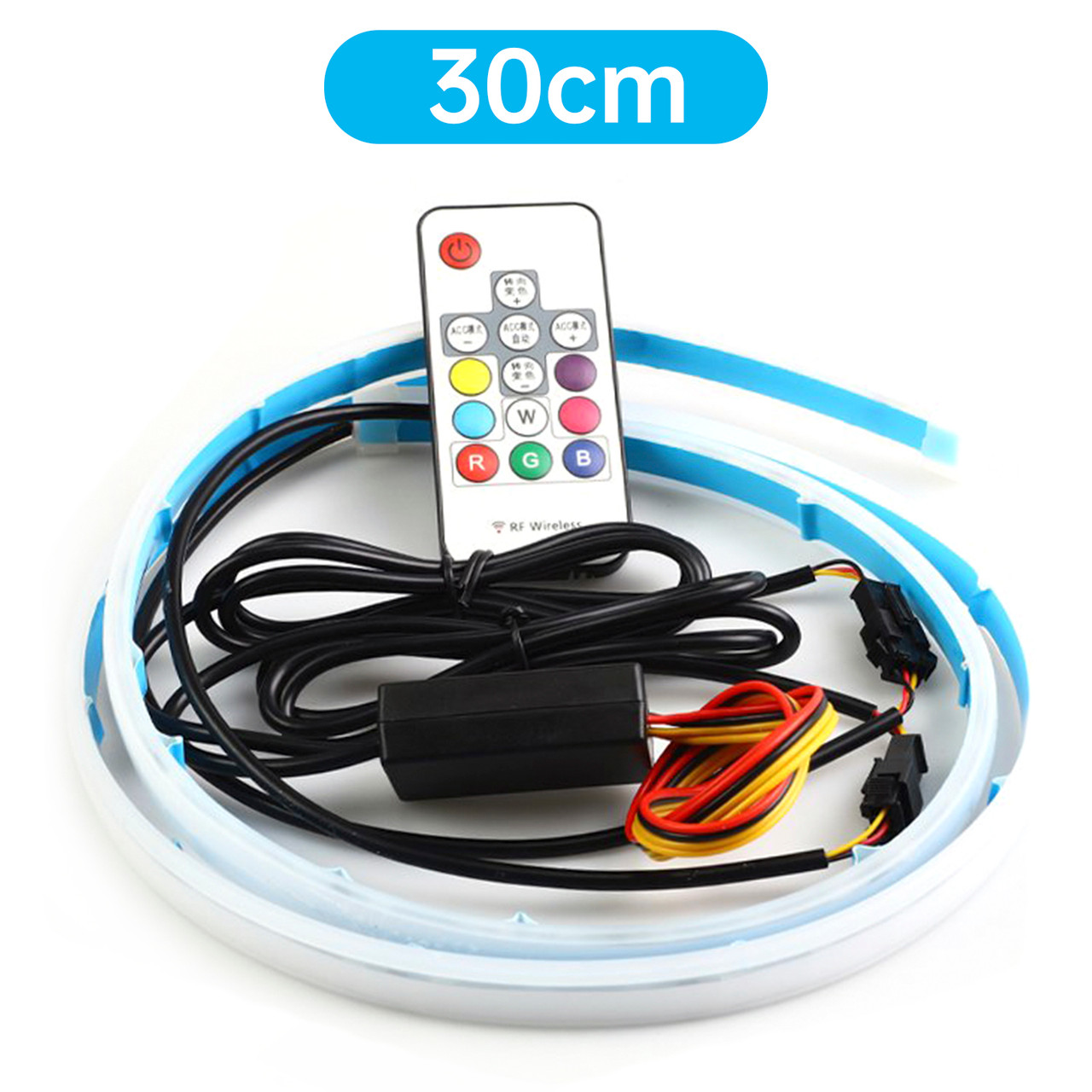 Ultra Thin Car LED Headlight Daytime Running Iridescent Light Eyebrow Strip With Remote control 30cm
