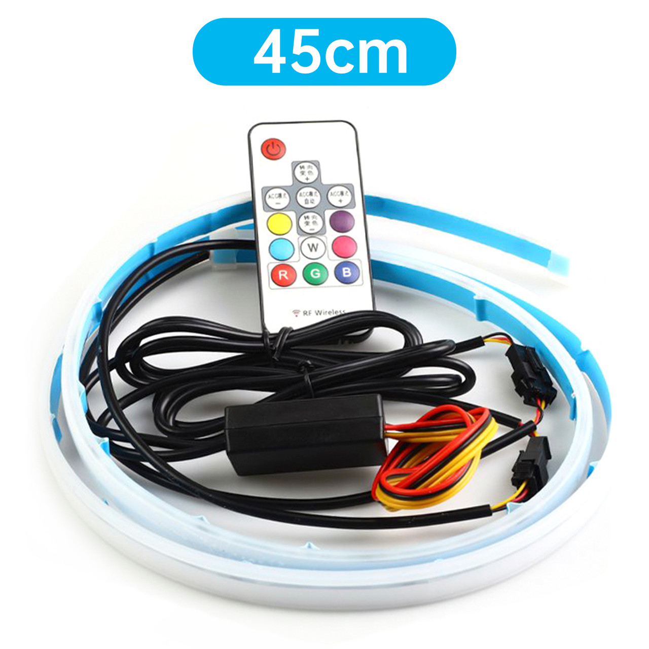 Ultra Thin Car LED Headlight Daytime Running Iridescent Light Eyebrow Strip With Remote control 45cm
