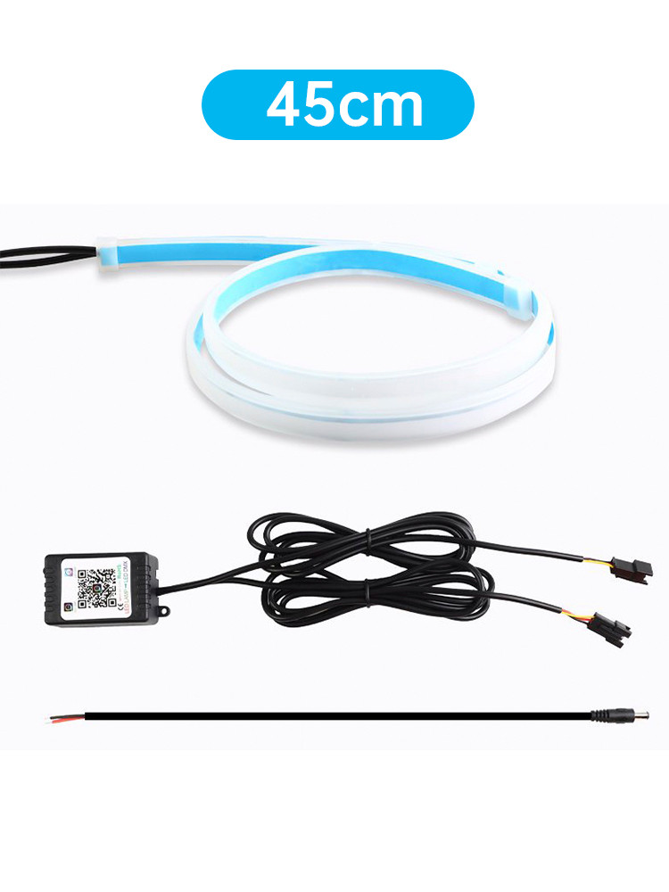 Ultra Thin Car LED Headlight Daytime Running Iridescent Light Eyebrow Strip With APP Controller 45cm