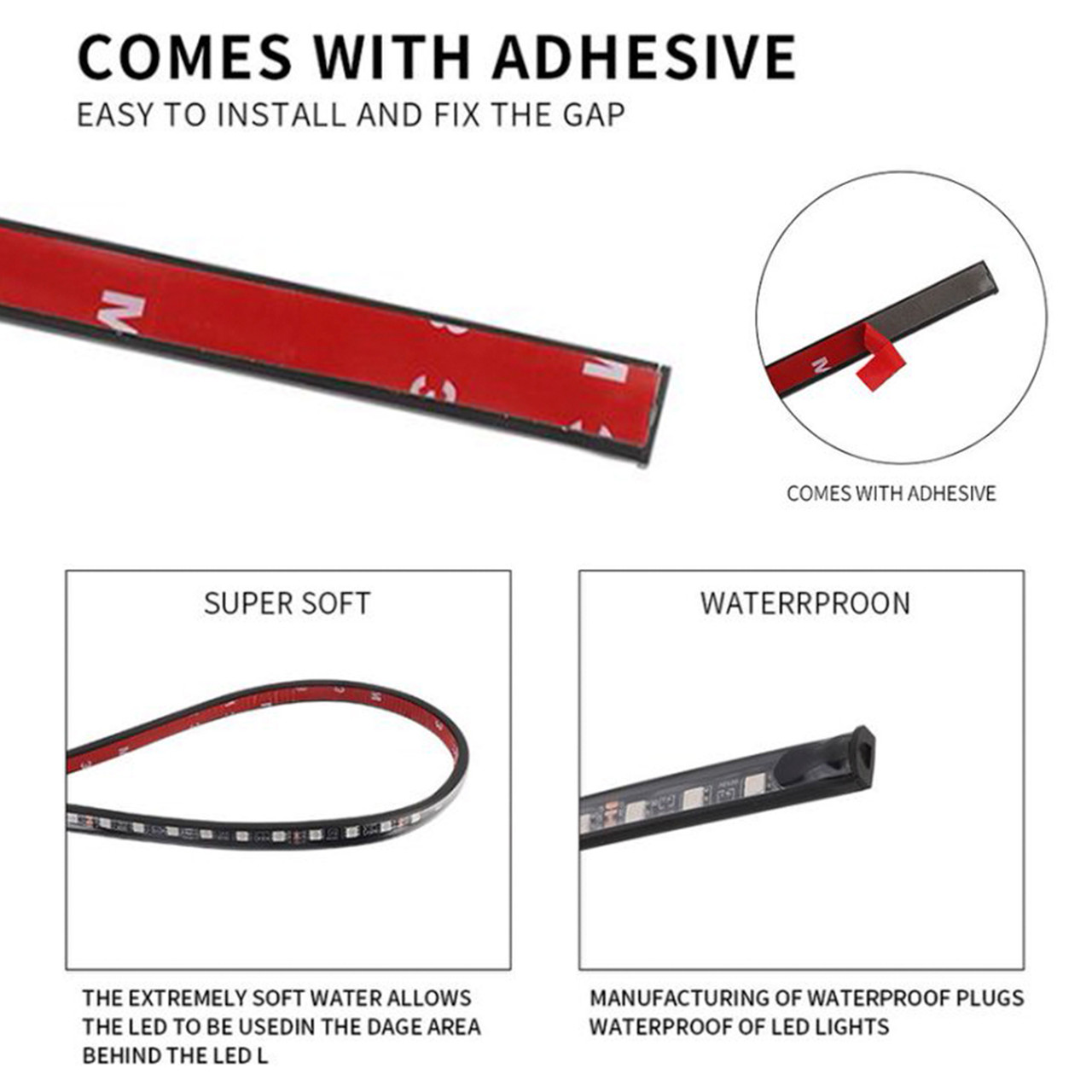 4Pcs LED Chassis Light Modified With Fantasy Ambient Light APP+Remote Control 90*2+120*2