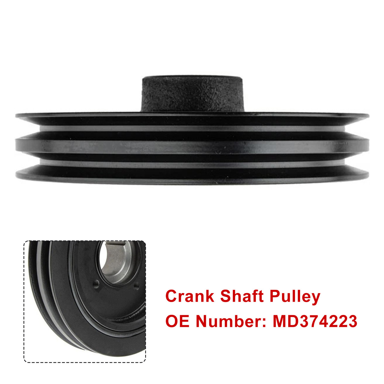 Mitsubishi L200 Shogun Sport 2.5 TD 4D56 Diesel Crank Shaft Pulley MD374223 Generic