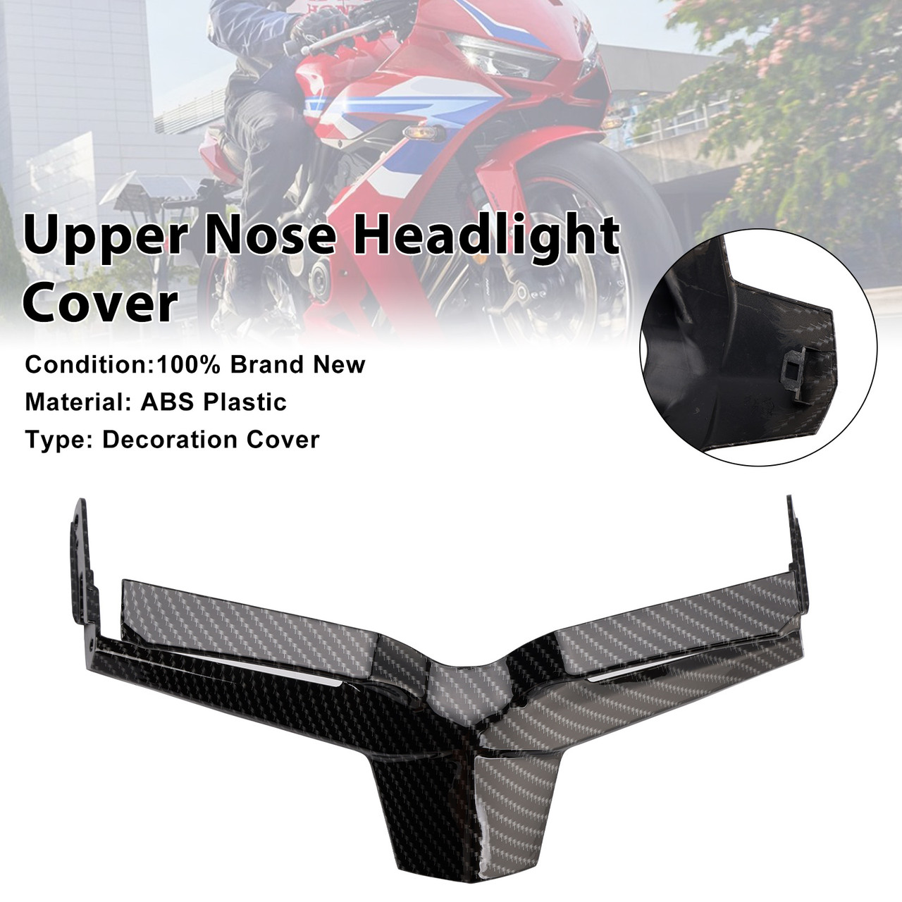 2024-2025 Honda CBR650R Upper Nose Headlight Cover Carbon Generic 2024-2025 Honda CBR650R Upper Nose Headlight Cover Carbon Generic