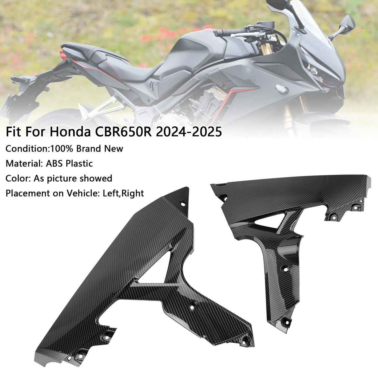 2024-2025 Honda CBR650R Hand Side Belly Frame Panel Fairing Cowl Carbon Generic 2024-2025 Honda CBR650R Hand Side Belly Frame Panel Fairing Cowl Carbon Generic