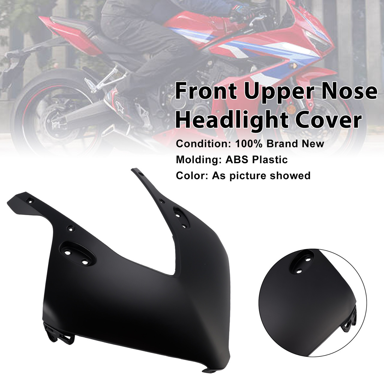2024-2025 Honda CBR650R Front Upper Nose Headlight Cover Black Generic 2024-2025 Honda CBR650R Front Upper Nose Headlight Cover Black Generic