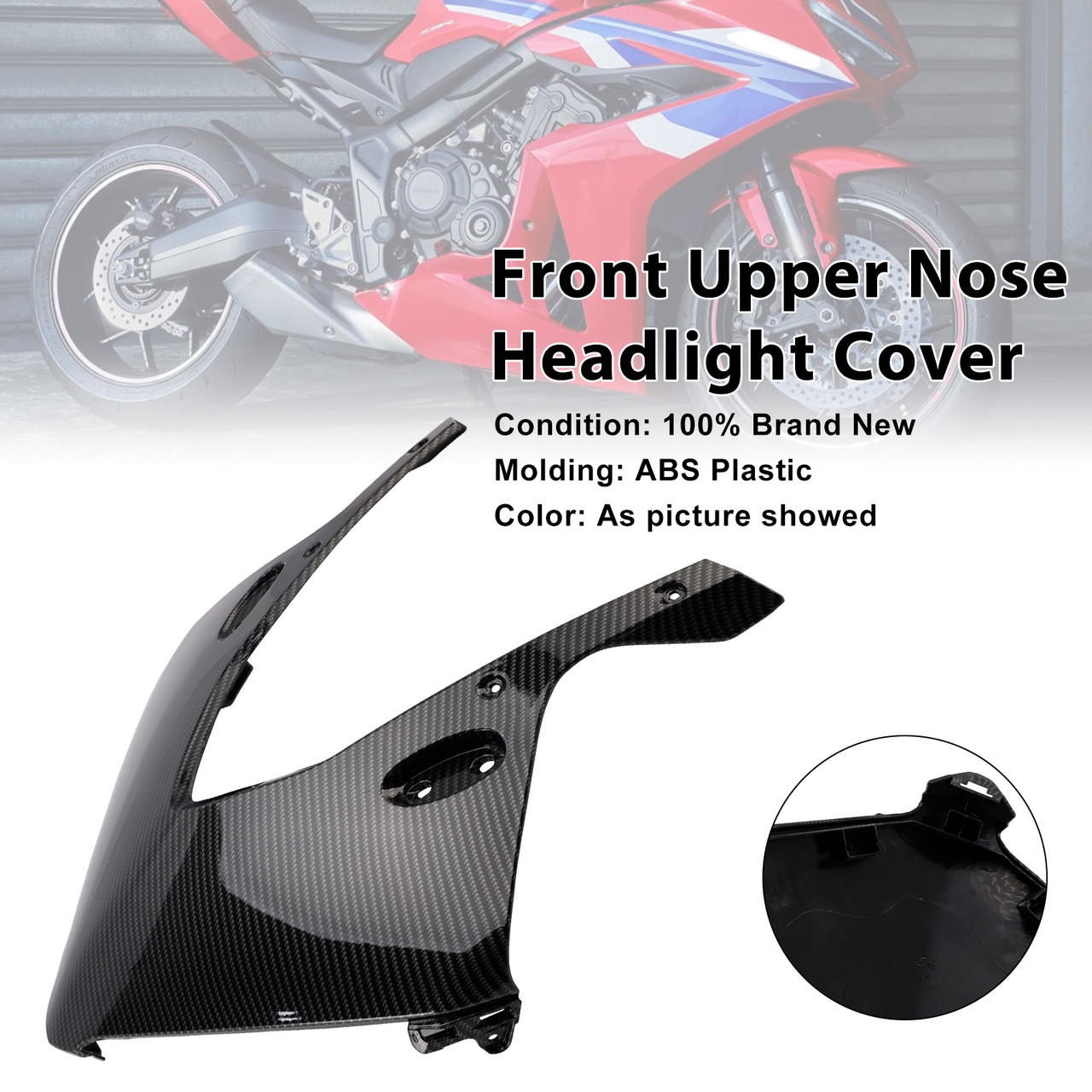 2024-2025 Honda CBR650R Front Upper Nose Headlight Cover Carbon Generic 2024-2025 Honda CBR650R Front Upper Nose Headlight Cover Carbon Generic