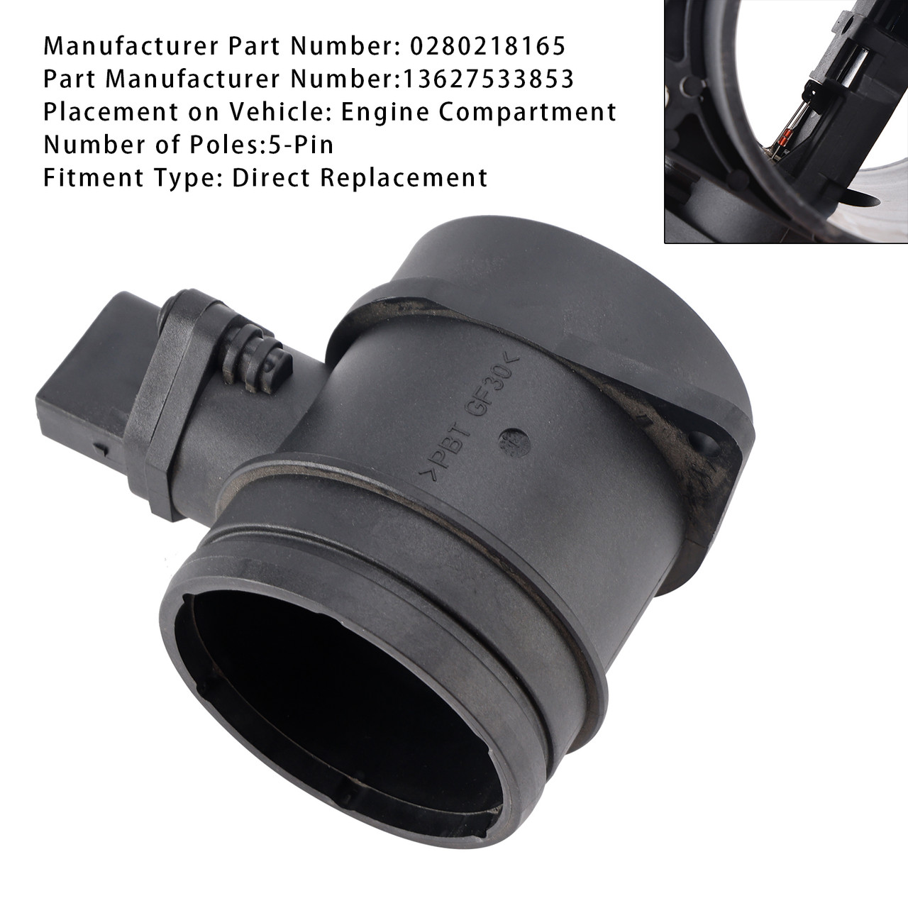 2005-2007 BMW 3 Series Touring E91 Mass Air Flow Meter Sensor 0280218165 Generic 2005-2007 BMW 3 Series Touring E91 Mass Air Flow Meter Sensor 0280218165 Generic
