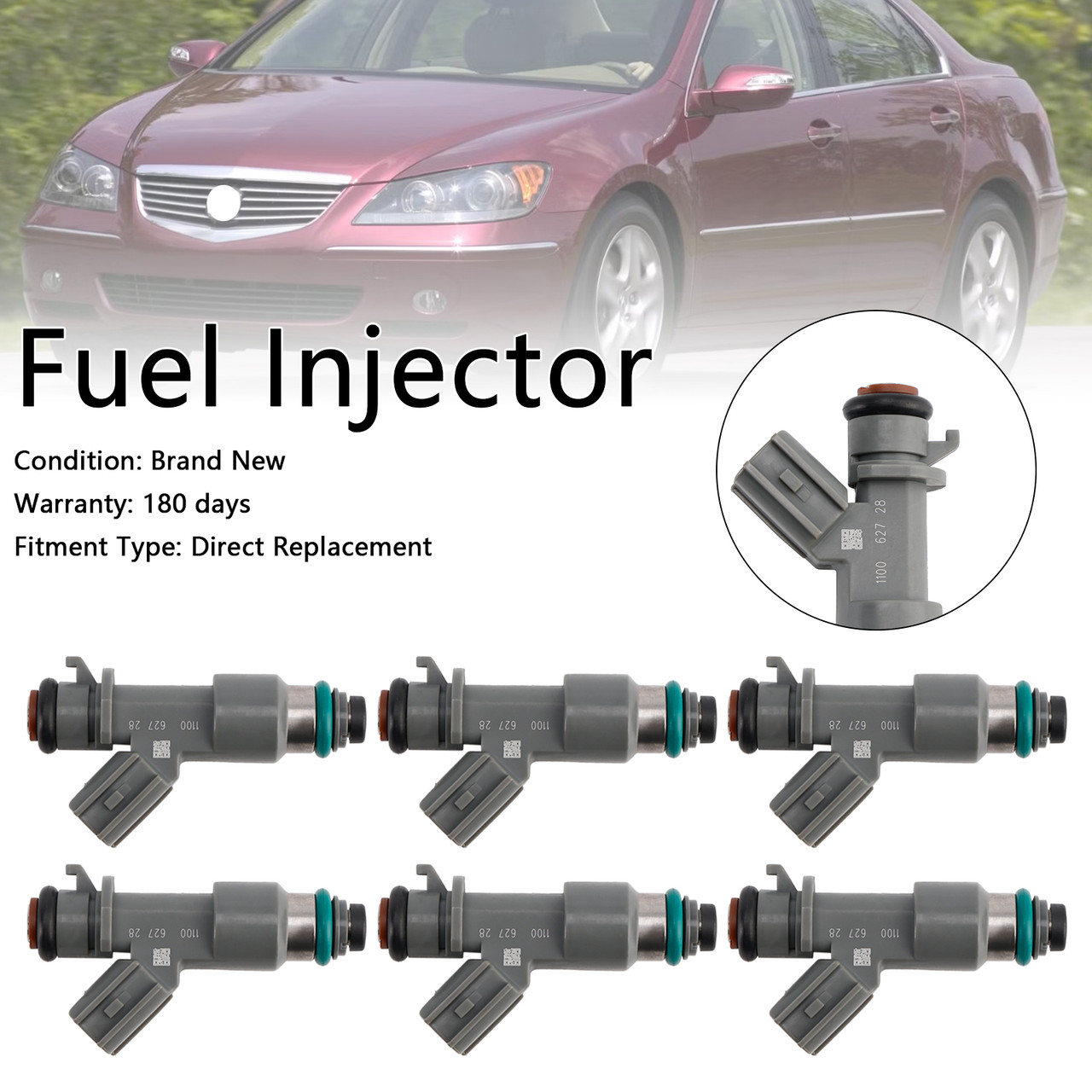 2005-2008 Acura RL 6X Fuel Injector 16450-RJA-A01 Generic