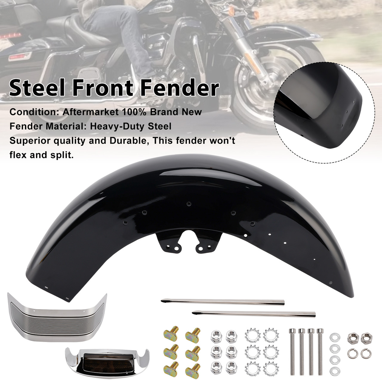 2015- later Harley-Davidson Ultra Limited Low-FLHTKL Steel Front Fender Smoke Generic