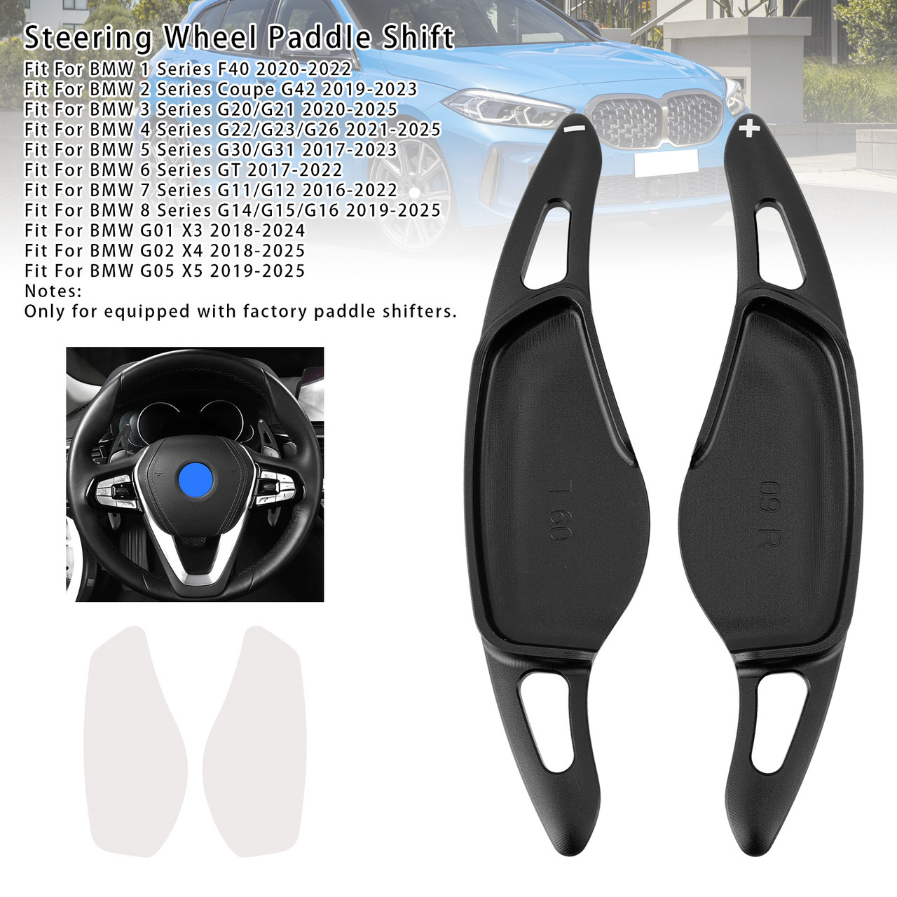 2018-2025 BMW M5 M8 X5M X3M Z4 Steering Wheel Paddle Shifter Extensions Aluminium Black Generic 2018-2025 BMW M5 M8 X5M X3M Z4 Steering Wheel Paddle Shifter Extensions Aluminium Black Generic