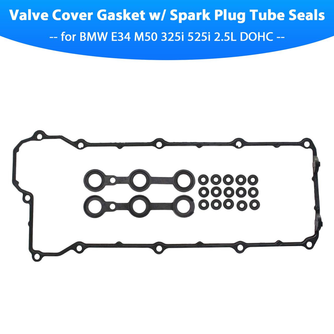1994-1995 M3 E36 S50B30 3.0L Valve Cover Gasket w/ Spark Plug Tube Seals 11121738701 Generic 1994-1995 M3 E36 S50B30 3.0L Valve Cover Gasket w/ Spark Plug Tube Seals 11121738701 Generic