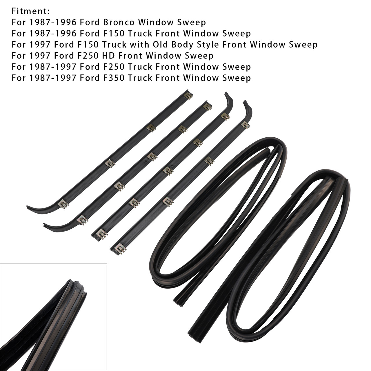 1997 Ford F150 Truck with Old Body Style Front 4PCS Door Window Seal Belt Weatherstrip + 2PCS Seal Kit Generic