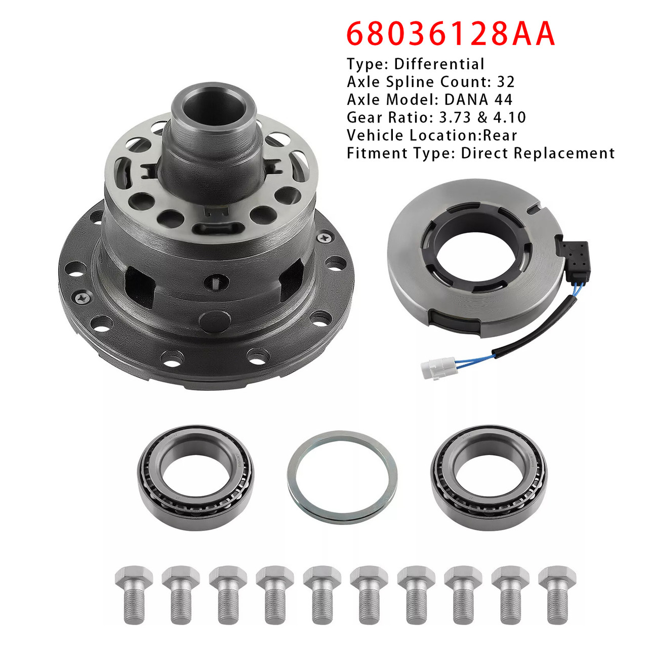 2012-2018 Jeep Wrangler V6 3.6L Rear with Dana 44 Axle Rear Differential Case w/ Locker Kit 68036128AA Generic