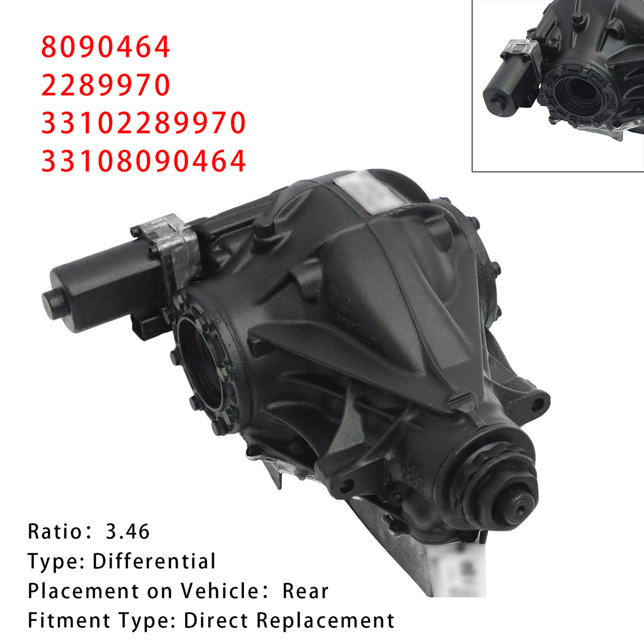BMW F80 M3 F82 F83 M4 F87 M2 Rear Differential 3.46 Ratio 8090464