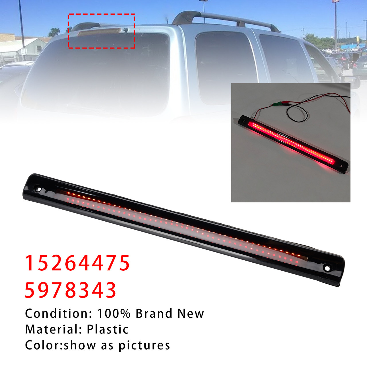 1997-2004 Oldsmobile Silhouette 3rd Brake Light Rear 15264475 Black and Red Generic