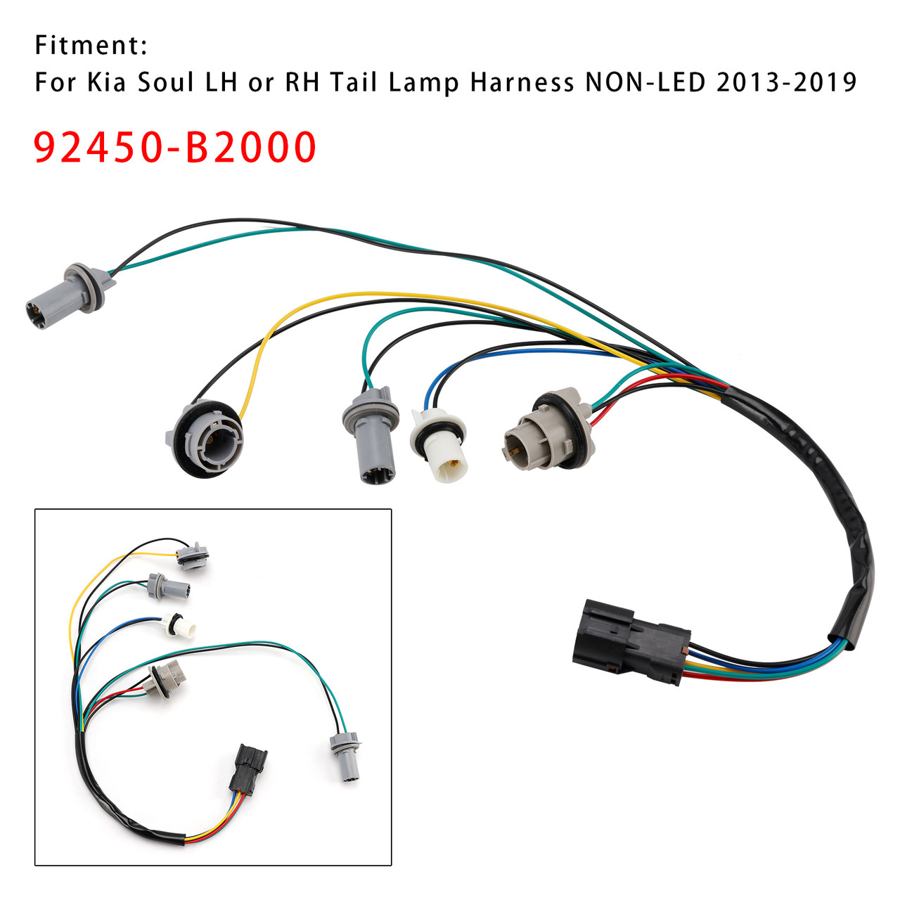 2013-2019 Kia Soul LH or RH Tail Lamp Harness NON-LED 92450-B2000 Generic
