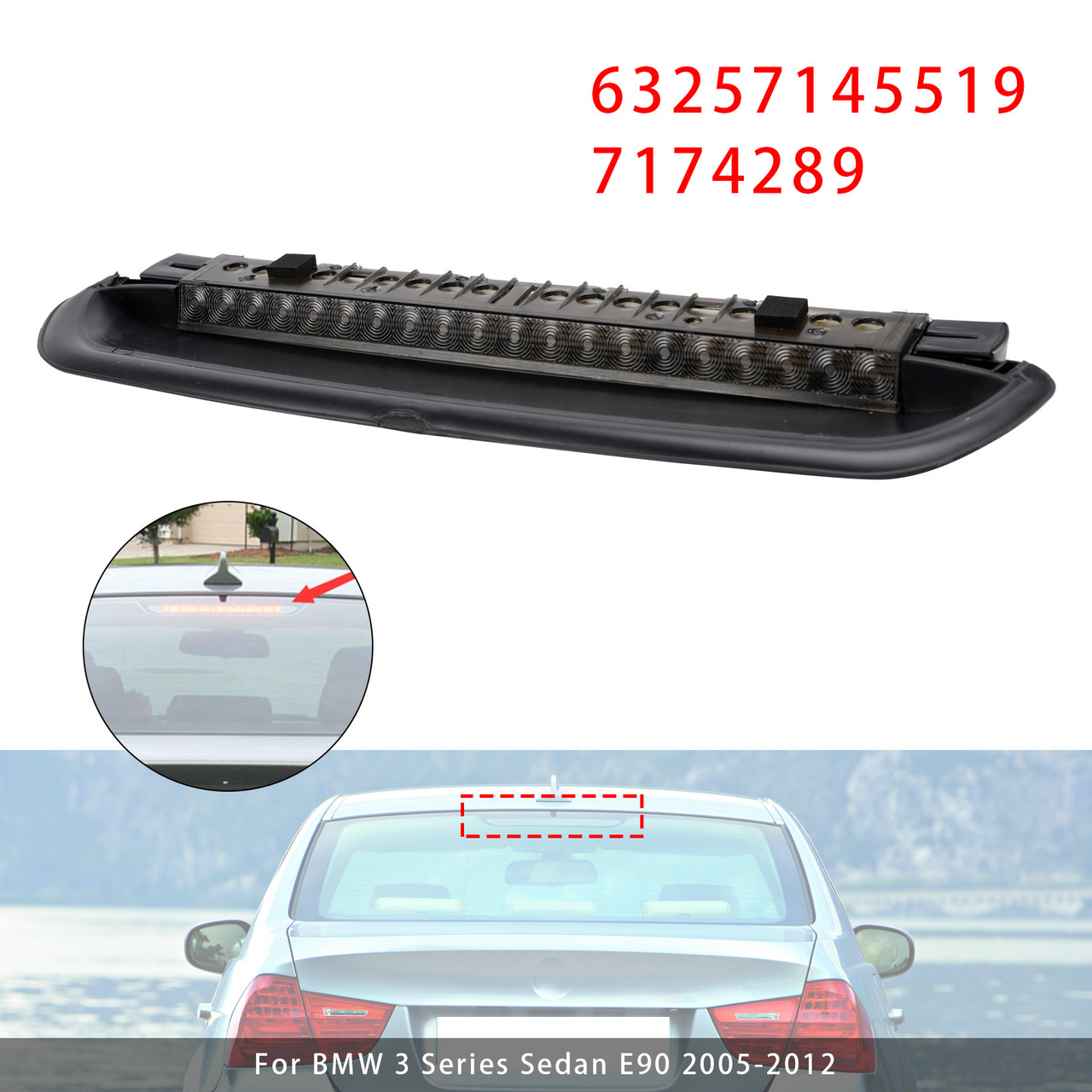 2006-2013 BMW 3 Series Coupe E92 3rd Brake Light Rear 63257145519 Smoked Generic