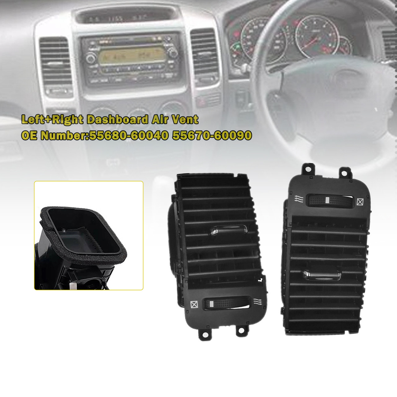 2003-2009 Toyota Land Cruiser Prado J120 Pair Left+Right Dashboard Air Vent Generic