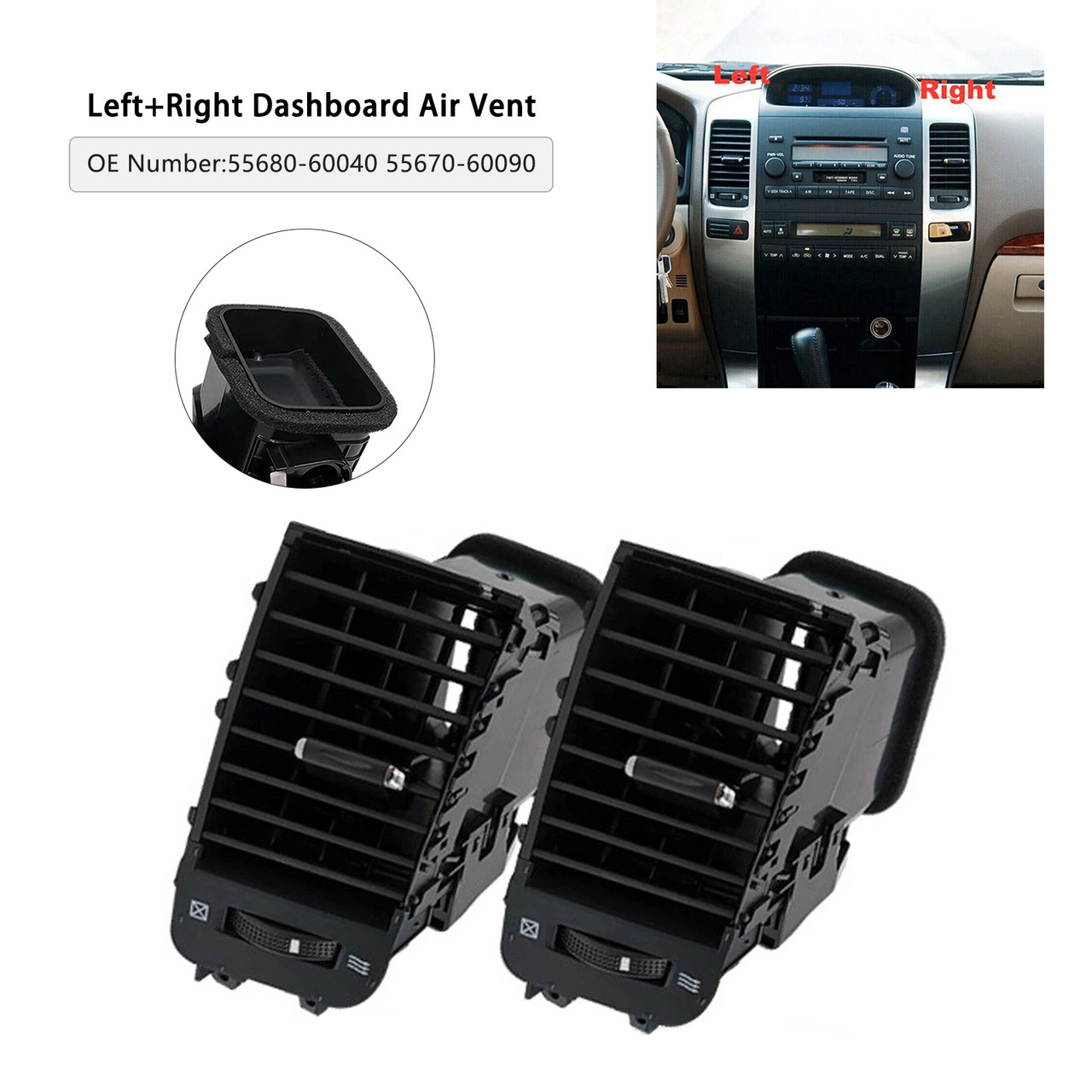 2003-2009 Lexus GX470 Pair Left+Right Dashboard Air Vent Generic