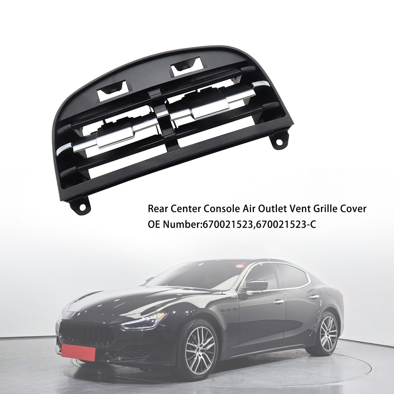2014-2020 Maserati Ghibli 3.0L Rear Center Console Air Outlet Vent Grille Cover Black Generic