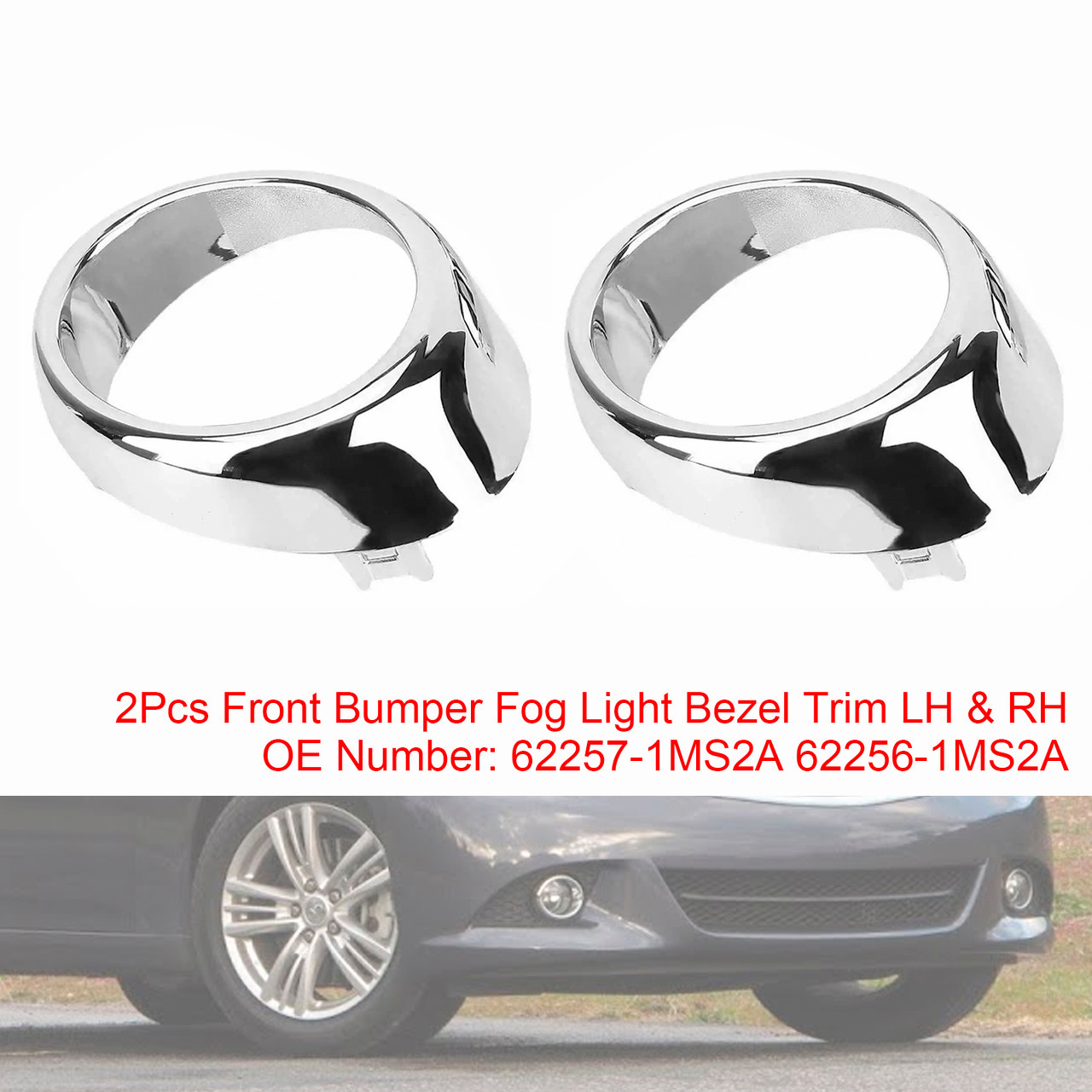 2011-2013 Infiniti G37 M56 M37 G25 Fog Light Lamp Bezel Cover Left+Right Side 62256-1MS2A Generic