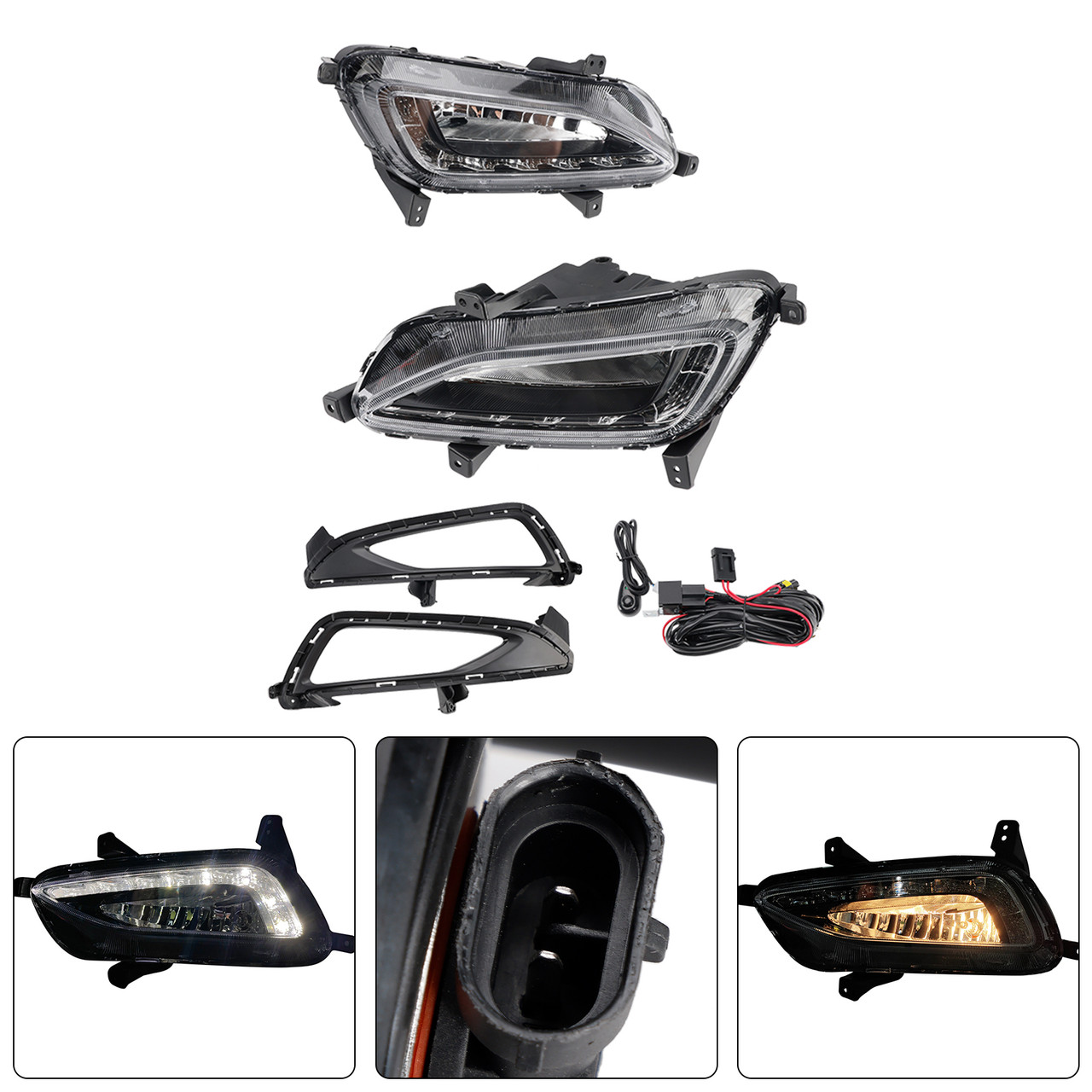 2016-2018 Hyundai Tucson LED Fog Light Daytime Running Lamp+Wire Harness 86525-D3200 Generic