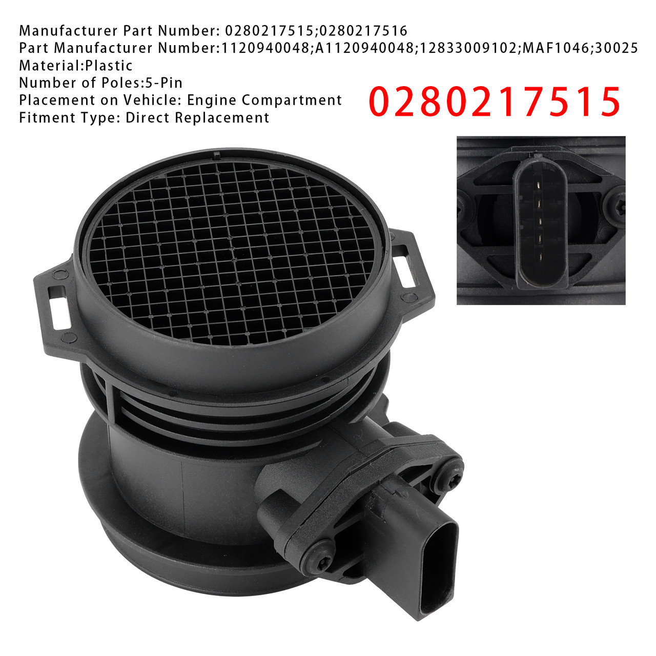 1998-2005 Mercedes-Benz ML320 E320 C320 W208 Mass Air Flow Meter Sensor 0280217515 Generic 1998-2005 Mercedes-Benz ML320 E320 C320 W208 Mass Air Flow Meter Sensor 0280217515 Generic