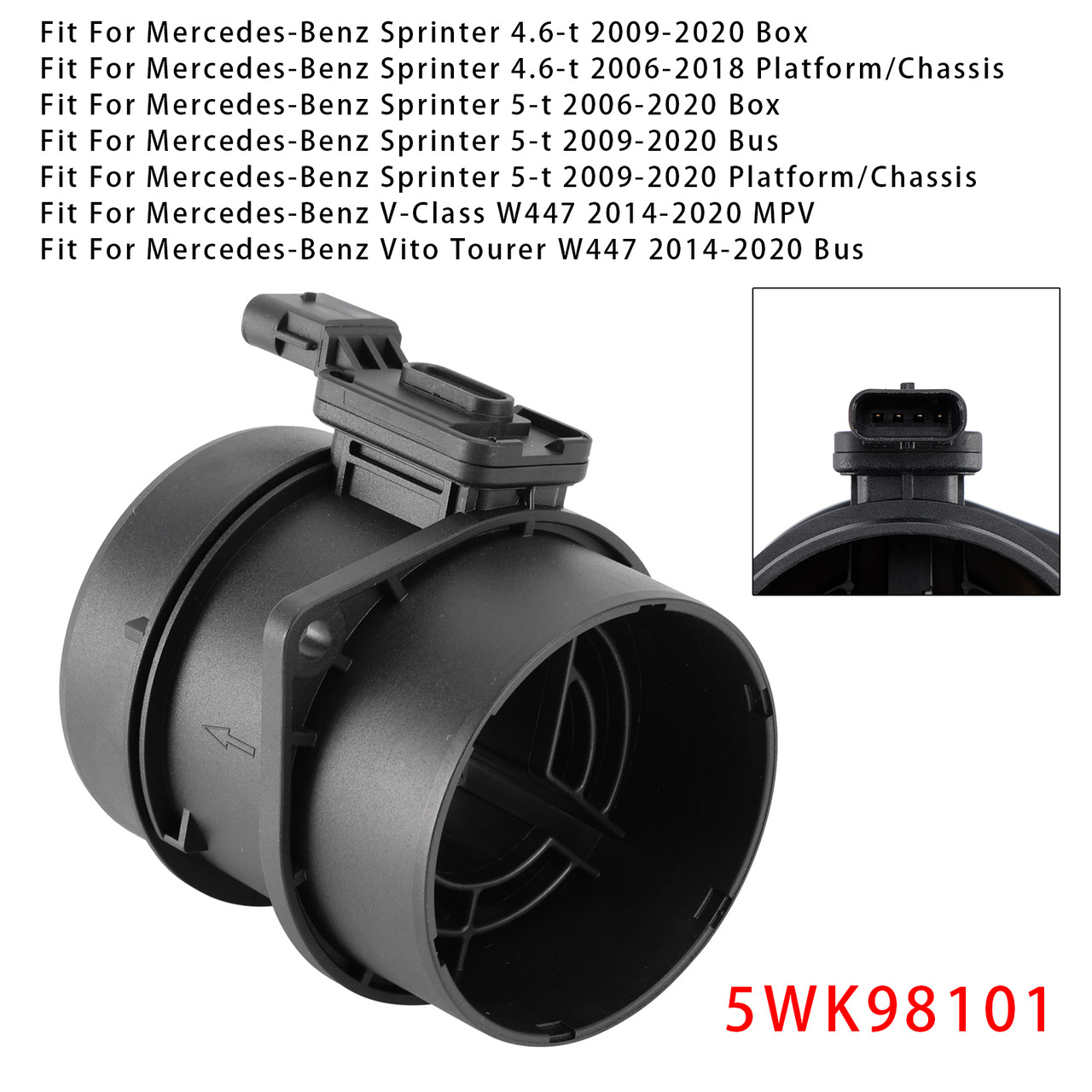 2016-2020 Mercedes-Benz W205 W176 GLC X253 Mass Air Flow Meter Sensor 6450900048 Generic 2016-2020 Mercedes-Benz W205 W176 GLC X253 Mass Air Flow Meter Sensor 6450900048 Generic