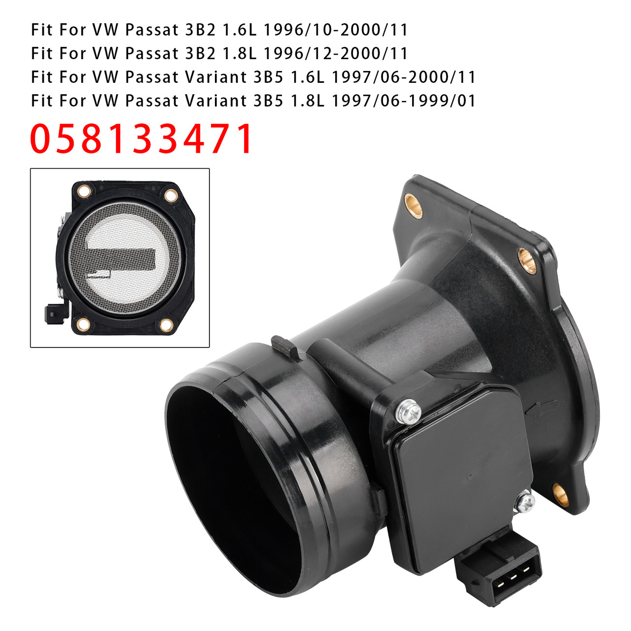 1996-2000 VW Passat 3B2/ Variant 3B5 Mass Air Flow Meter Sensor AFH60-10B Generic 1996-2000 VW Passat 3B2/ Variant 3B5 Mass Air Flow Meter Sensor AFH60-10B Generic