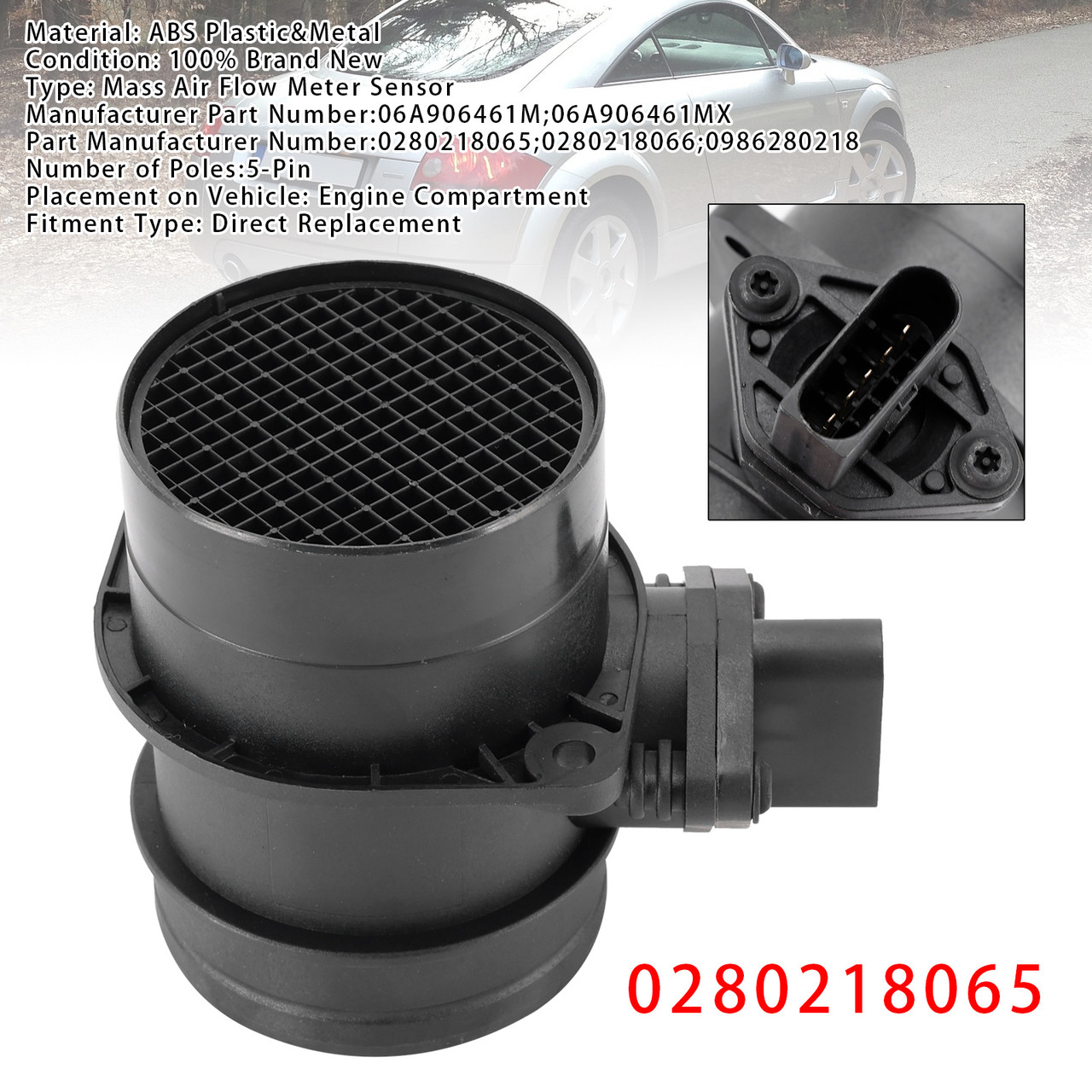 1998-2006 Audi TT Roadster (8N9) 1.8 T quattro 165KW Convertible Mass Air Flow Meter Sensor Generic 1998-2006 Audi TT Roadster (8N9) 1.8 T quattro 165KW Convertible Mass Air Flow Meter Sensor Generic