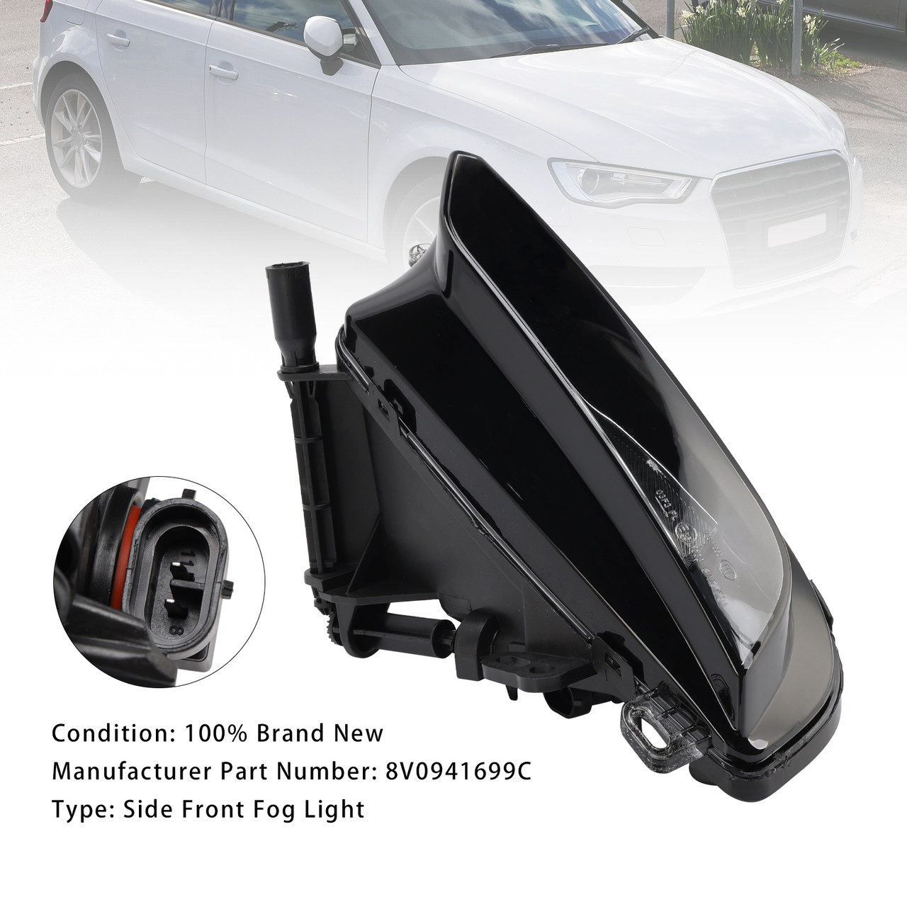 2015-2016 Audi A3 Sportback Hatchback 1 Pcs Front Left Fog Light Lamps 8V0941699C Black Generic