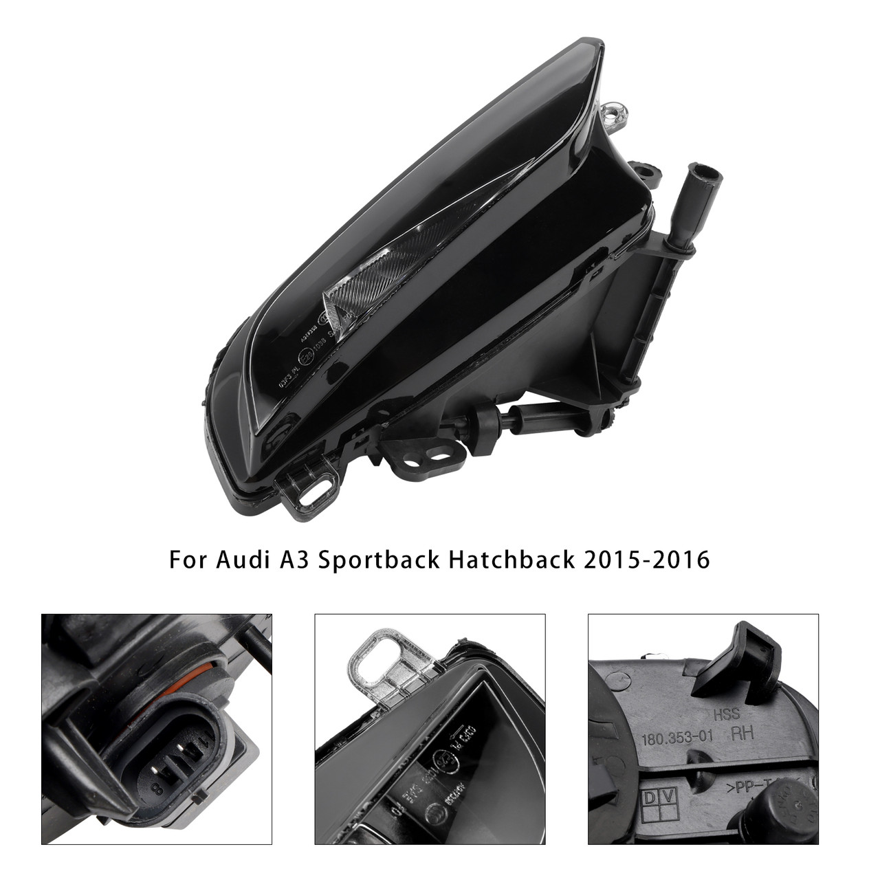 2015-2016 Audi A3 Sportback Hatchback 1 Pcs Front Right Fog Light Lamps 8V0941700C Black Generic