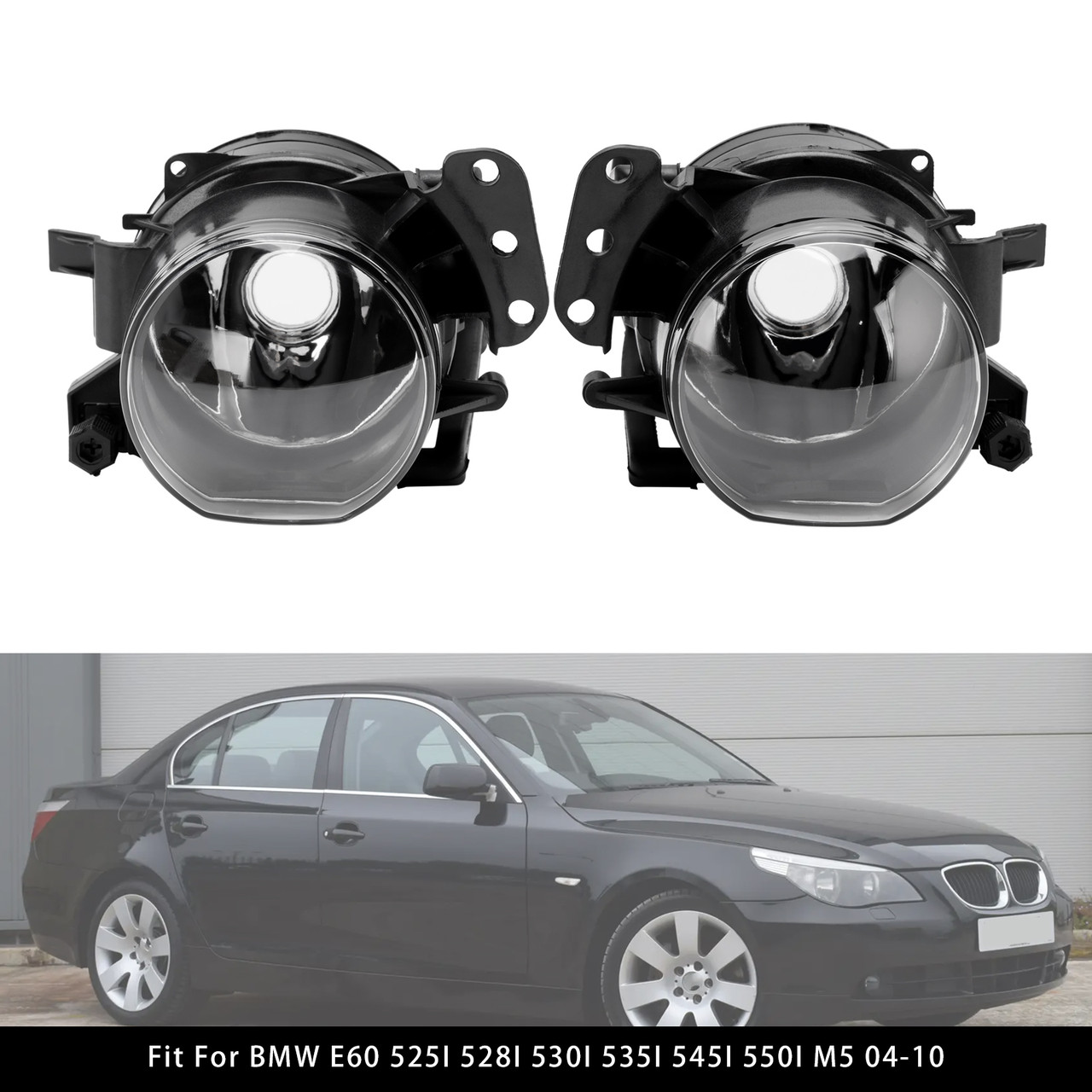 2004-2010 BMW E60 525I 528I 530I 535I 545I 550I M5 Pair Front Fog Light 63177897187 Black Generic