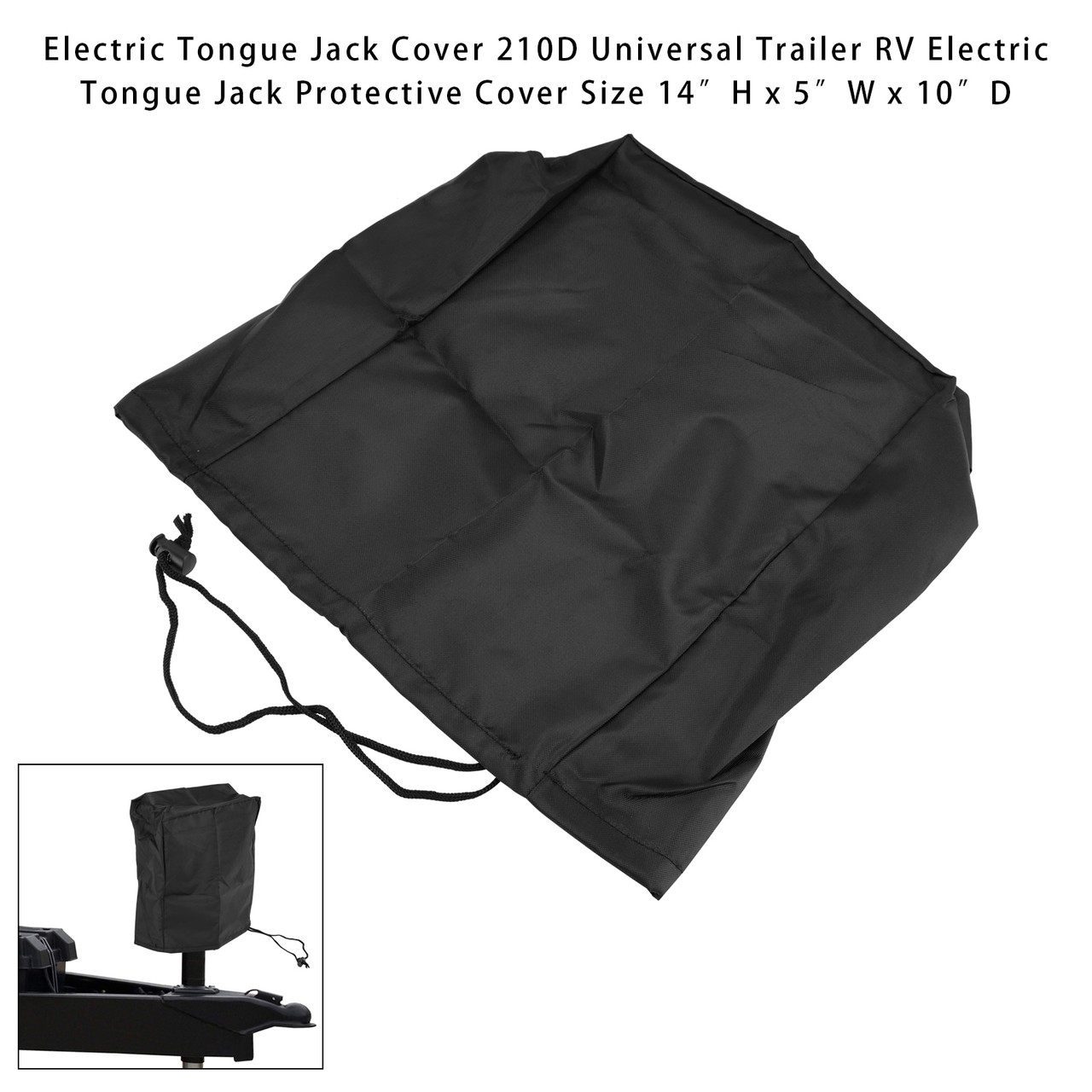 Electric Tongue Jack Cover 210D Universal Trailer RV Electric Tongue Jack Protective Cover Size 14¡åx 5¡åx 10¡å