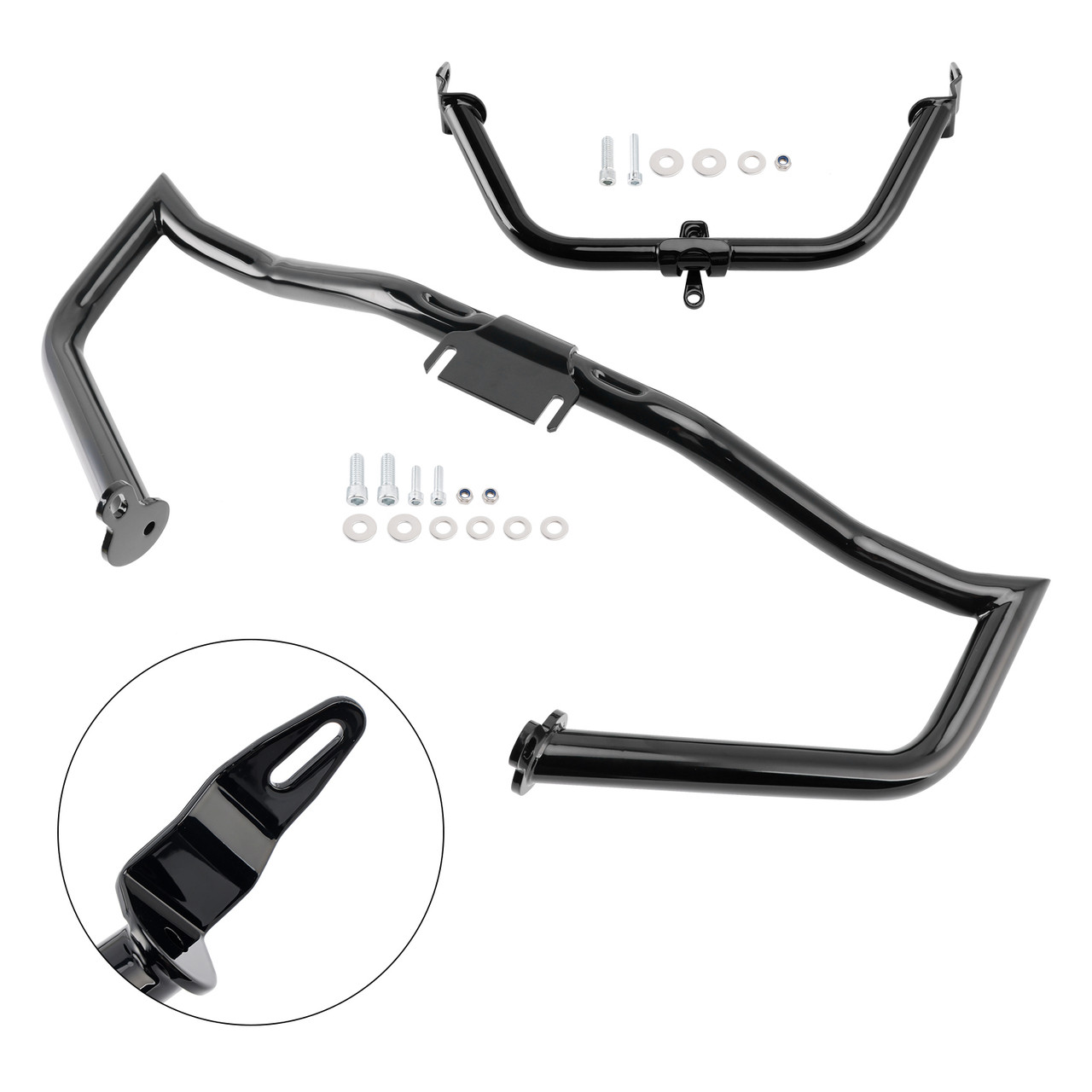 2014-2022 Touring Road Glide Engine Guard Crash Bar Frame Protector Bumper Steel BlackA Generic