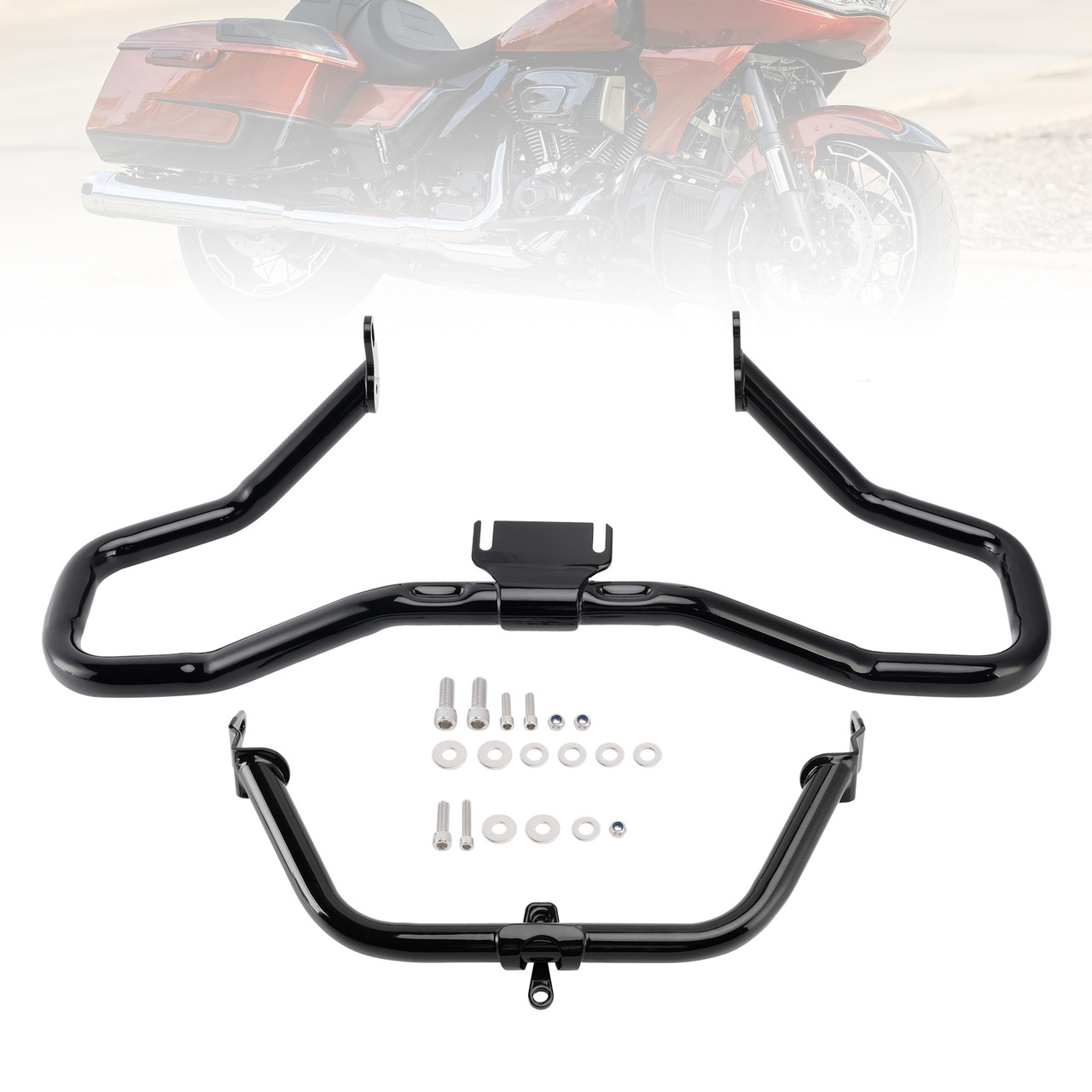 2014-2022 Touring Road Glide Engine Guard Crash Bar Frame Protector Bumper Steel Blackc Generic