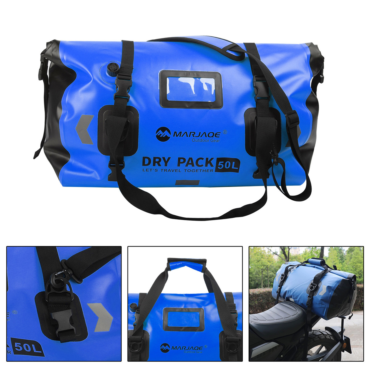 Universal Saddlebag Side Storage Tail Bag Pu Luggage 50L For Motorcycle