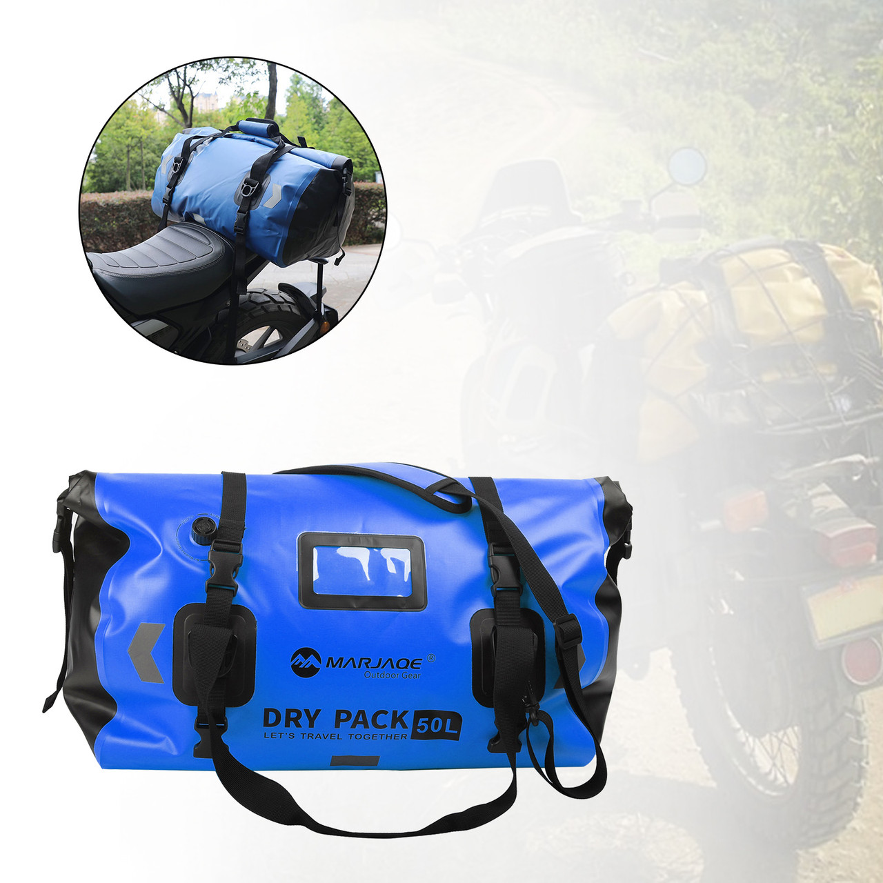 Universal Saddlebag Side Storage Tail Bag Pu Luggage 50L For Motorcycle