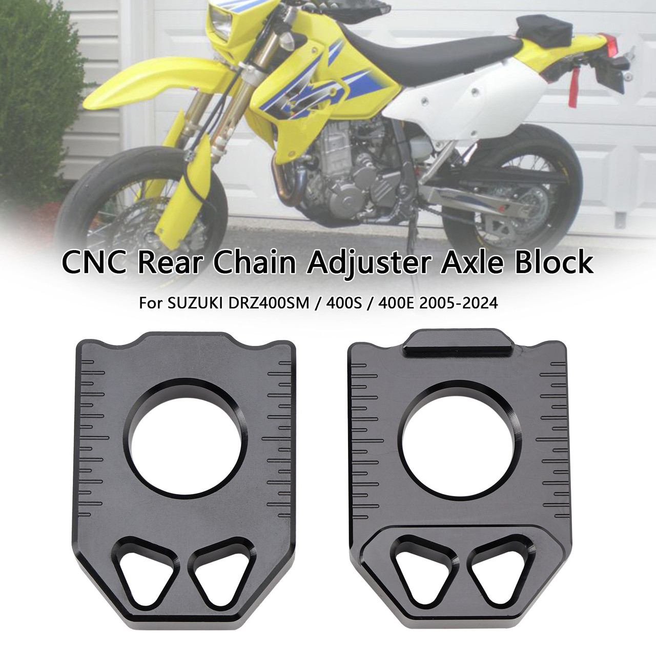2005-2024 SUZUKI DRZ400SM/ 400S/ 400E CNC Rear Chain Adjuster Axle Block Black Generic
