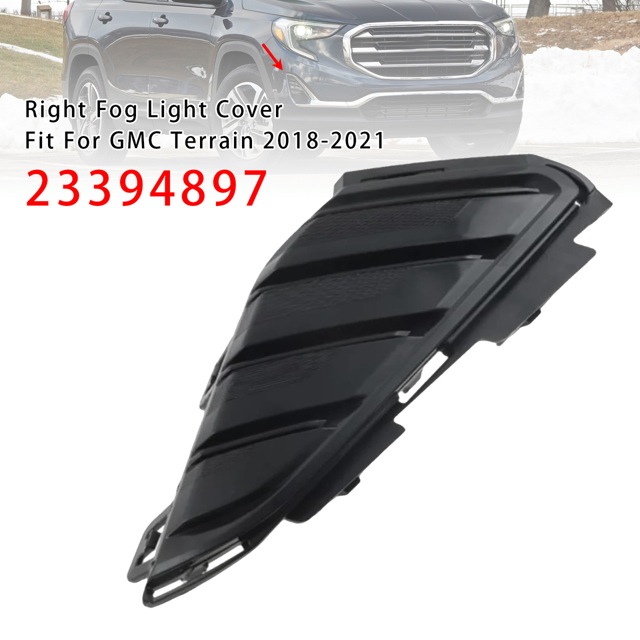 2018-2021 GMC Terrain Right Side Bumper Fog Light Cover Black Generic