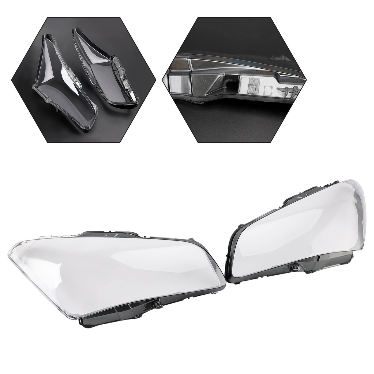 2011-2014 INFINITI QX56/QX80 2Pcs Front Headlight Lens Cover+Glue Clear Generic