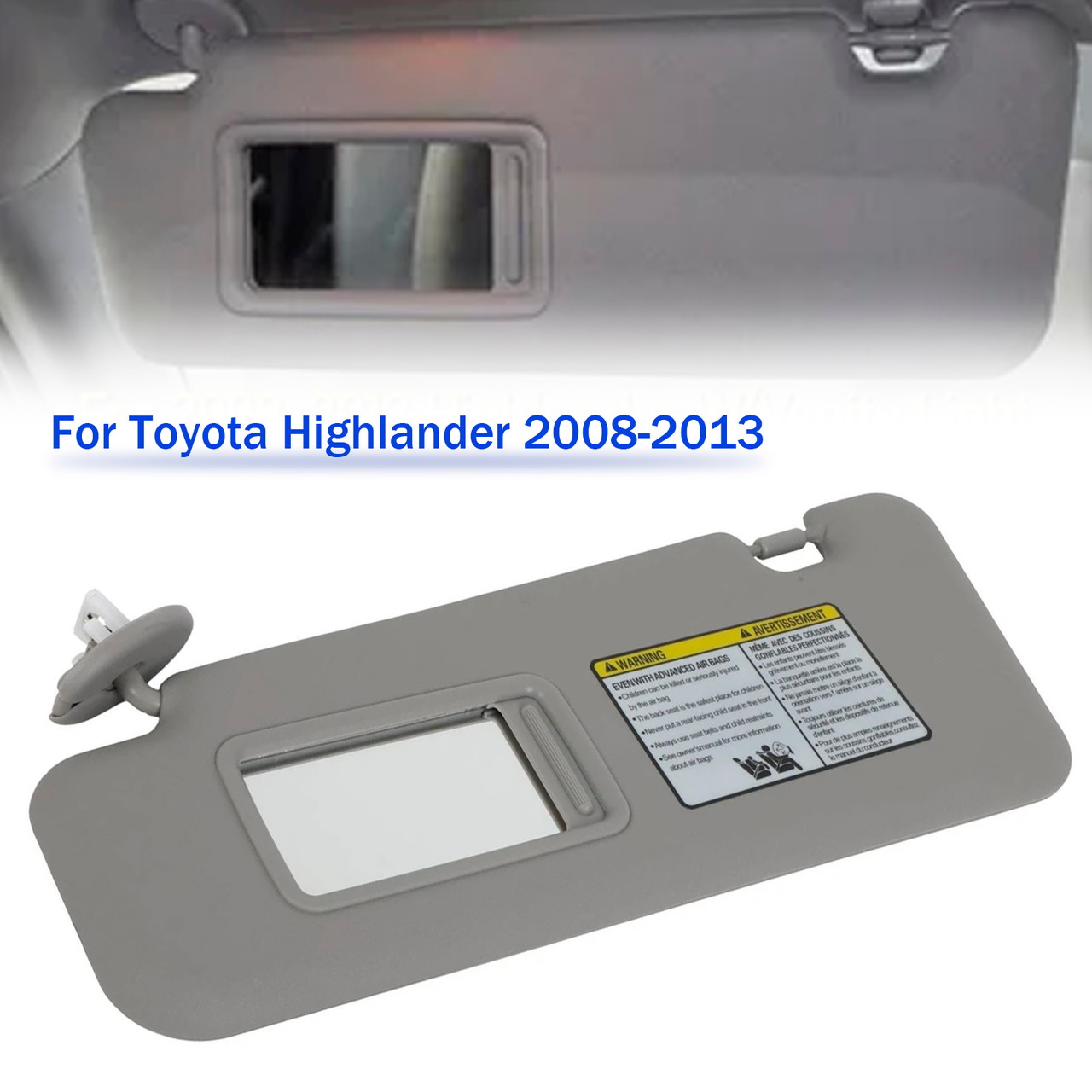 2008-2013 Toyota Highlander Driver Side Sun Visor 74320-48500-E0 Gray Generic 2008-2013 Toyota Highlander Driver Side Sun Visor 74320-48500-E0 Gray Generic