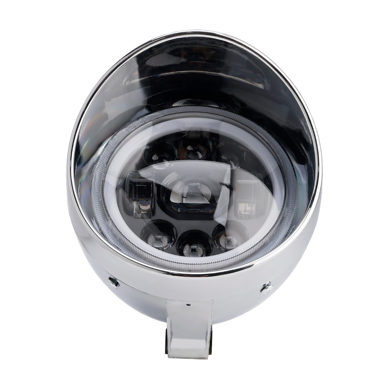 9-Bulbs Beam Headlight Fog Lamp Custom Fits Chrome For Racer Bobber Chopper