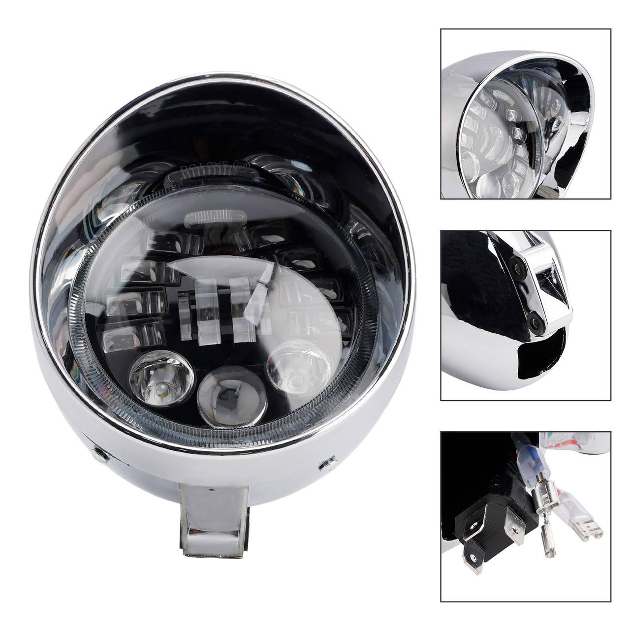 Multifunctional Beam Headlight Lamp Custom Chrome Fits For Racer Bobber Chopper