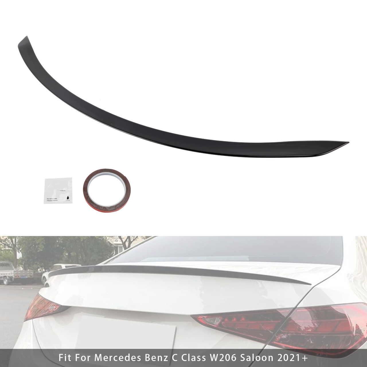 2021+ Mercedes Benz C Class W206 Saloon Rear Spoiler AMG C63 S Style Gloss Black Generic