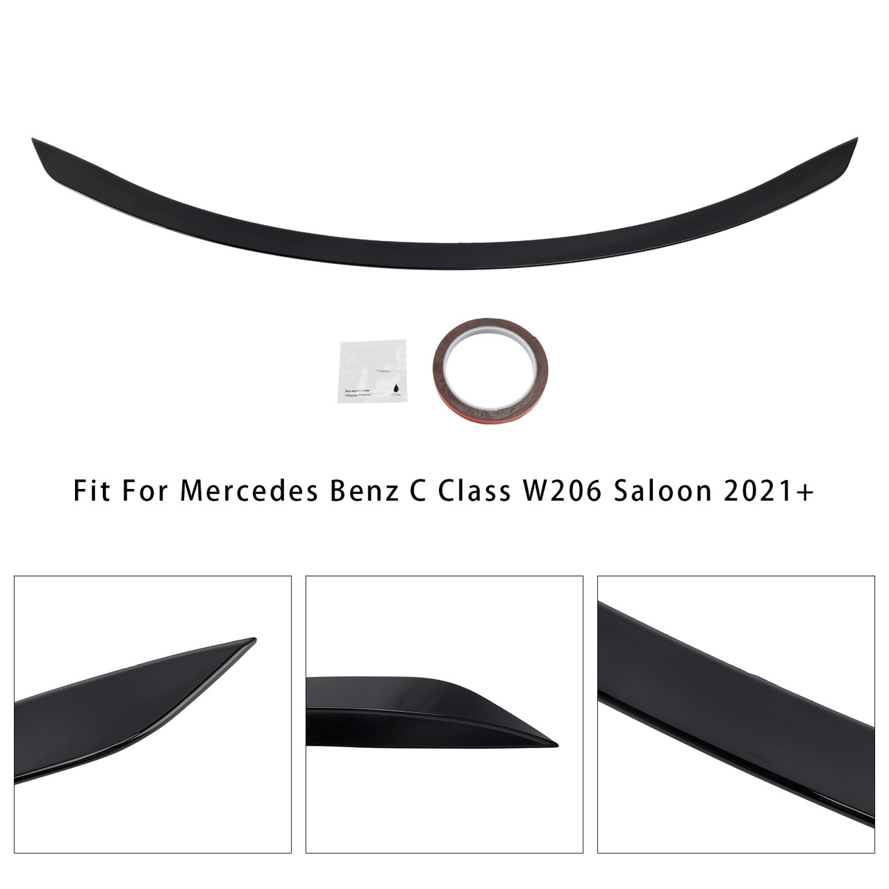 2021+ Mercedes Benz C Class W206 Saloon Rear Spoiler AMG C63 S Style Gloss Black Generic