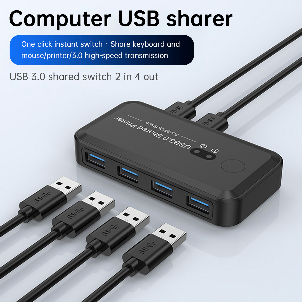 USB3.0 Switcher 2-Input 4-Output Printer Sharing Device Dual Computers Share
