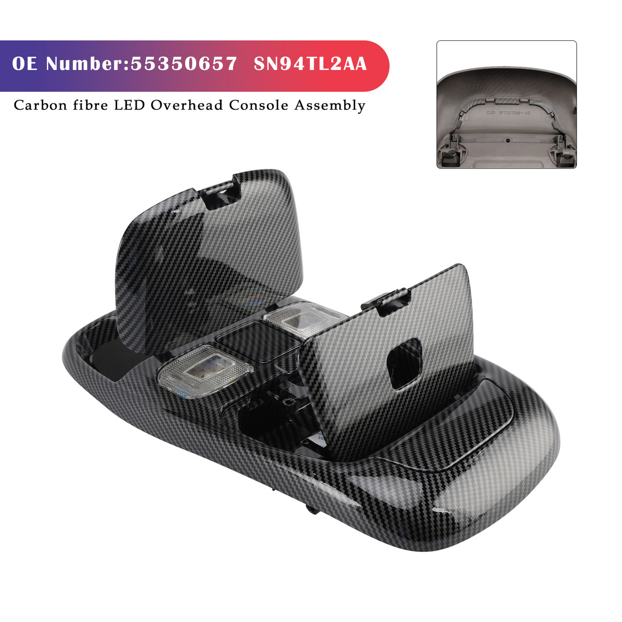 1998-2002 Dodge Ram 3500 Front LED Overhead Console Assembly 55350657 Carbon fibre Generic